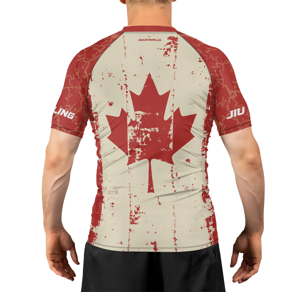 Rashninja Patriot Canada Flag Men's Short Sleeve Rash Guard