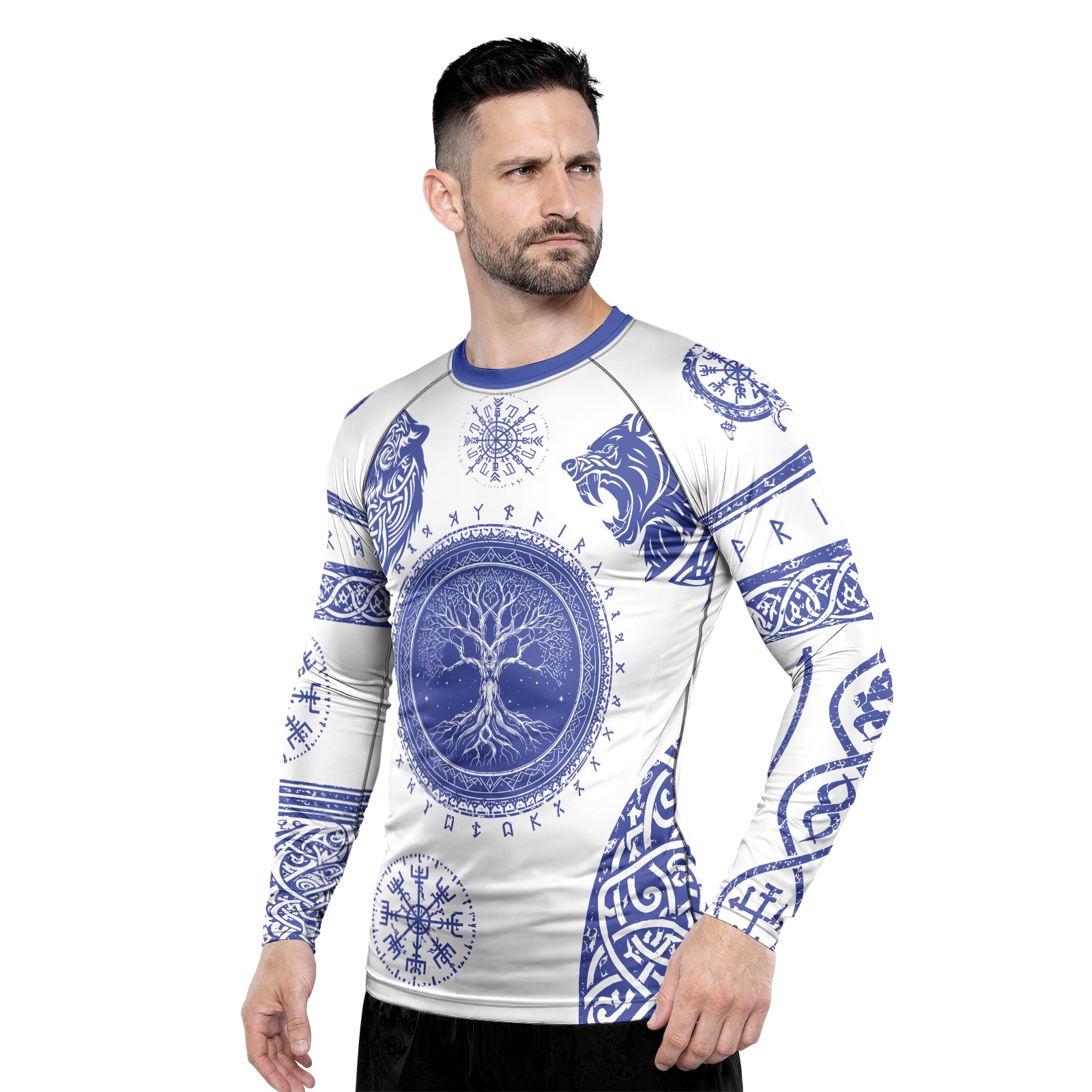 Rashninja Yggdrasil Bear Viking Men's Long Sleeve Rash Guard