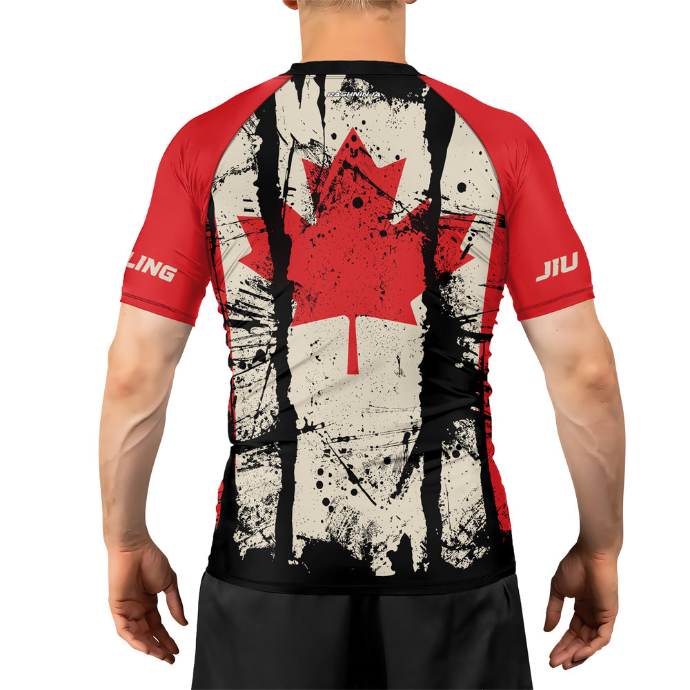 Rashninja Patriot Canada Flag Men's Short Sleeve Rash Guard