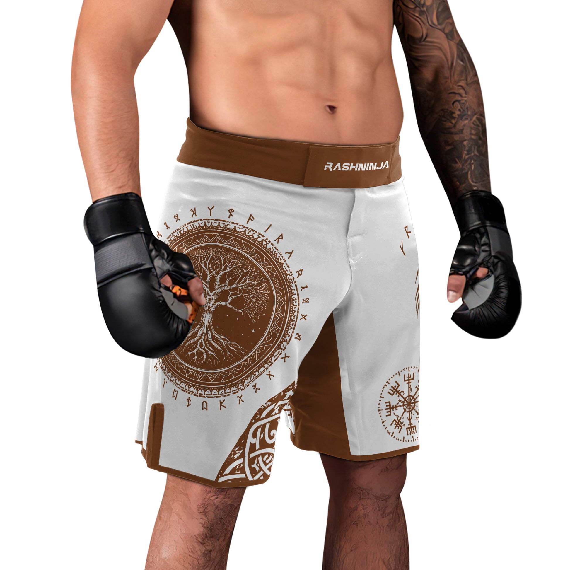 Rashninja Yggdrasil Bear Viking Men's Fight Shorts