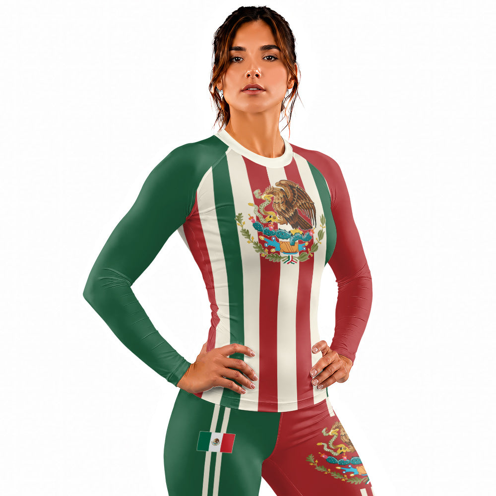 Rashninja Patriot Mexico Flag Women's Long Sleeve Rash Guard