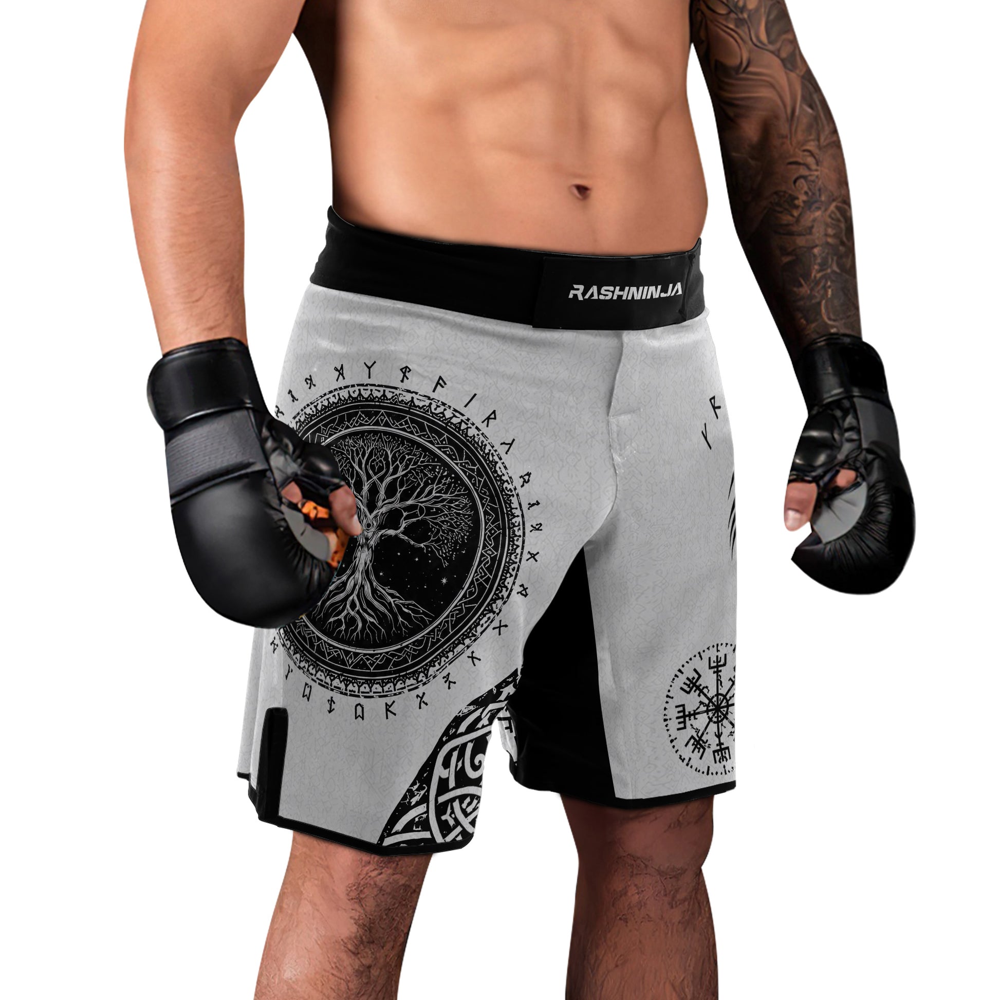 Rashninja Yggdrasil Bear Viking Men's Fight Shorts