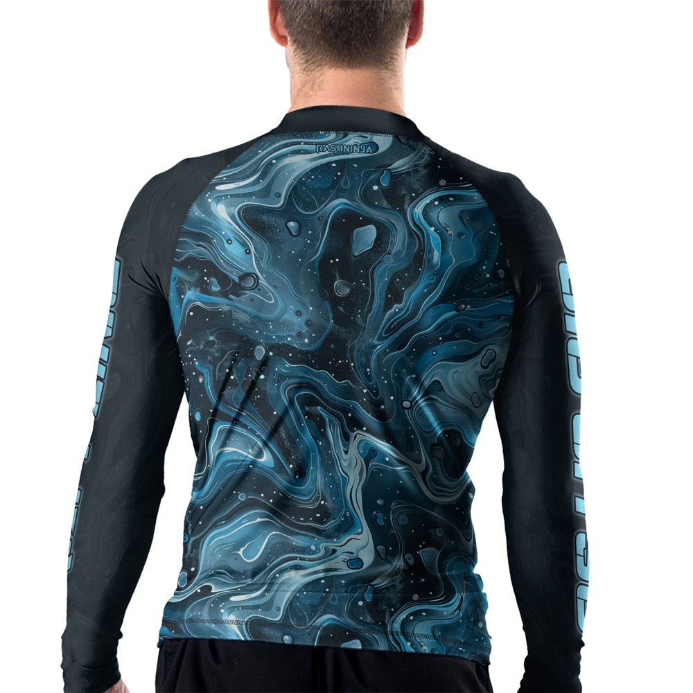 Turquoise Rash Guard Rashninja Cyber Storm Turquoise Men's Long Sleeve Rash Guard