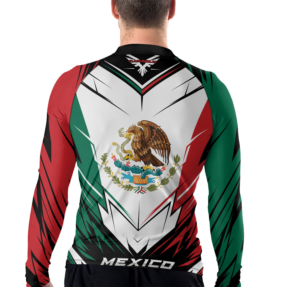Rashninja Patriot Mexico Flag Men's Long Sleeve Rash Guard