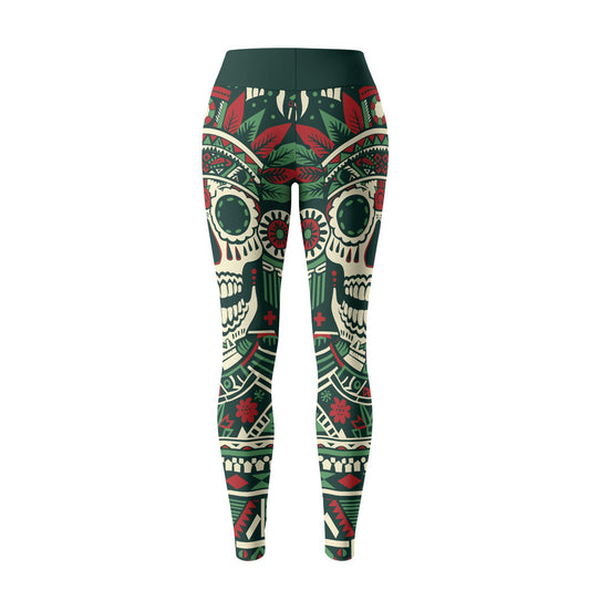 Rashninja Aztec Tribal Skull Mandala Women's Leggings