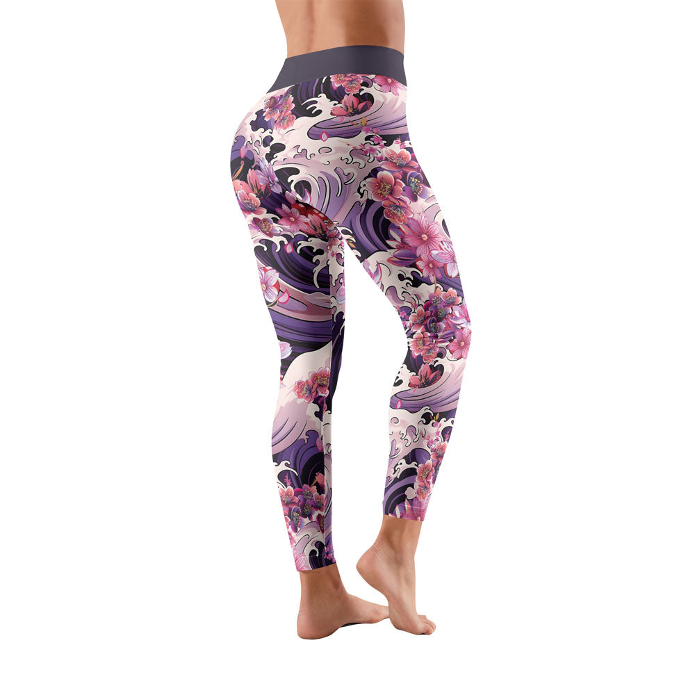 Rashninja Geisha with Sakura Waves Women's Leggings