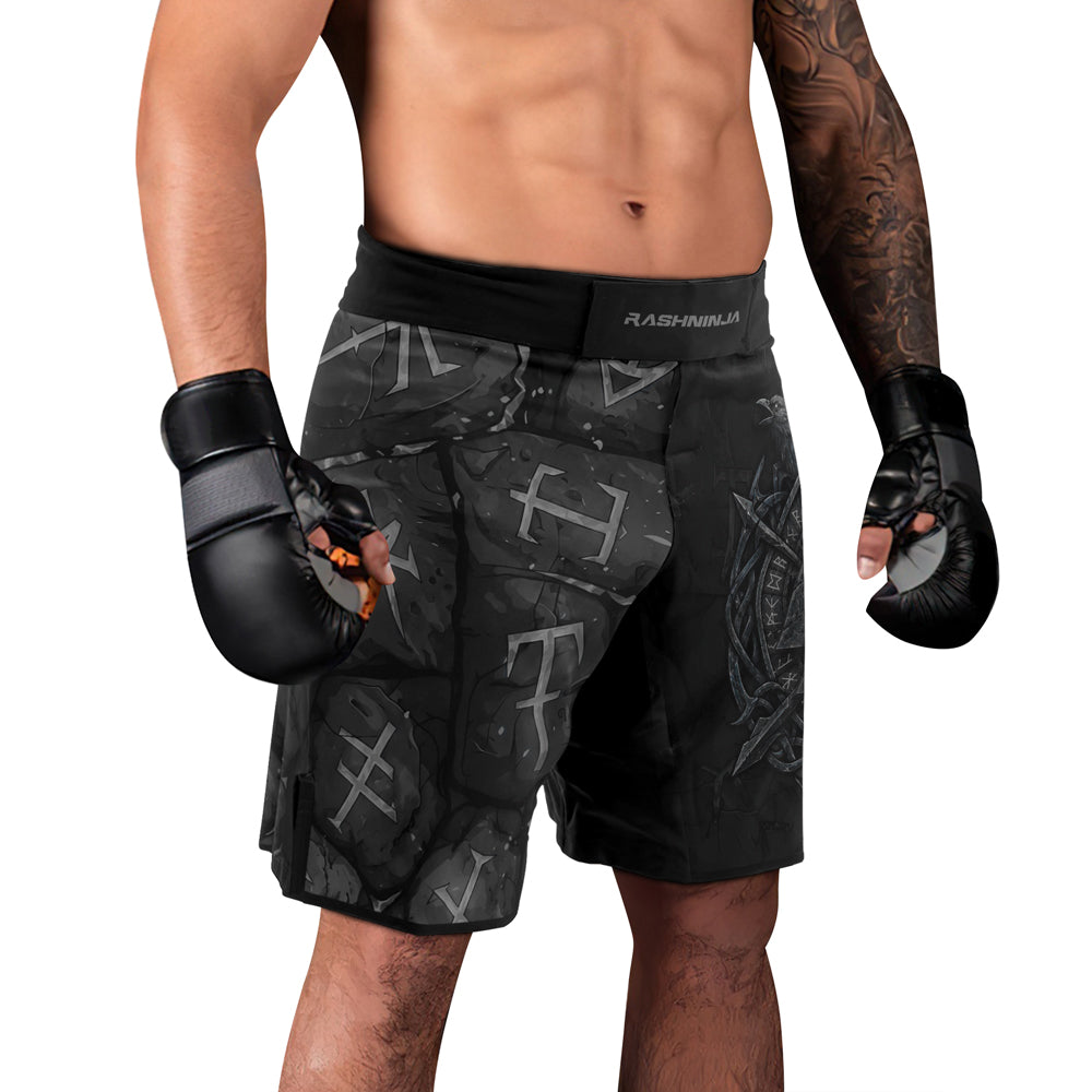Rashninja Viking Raven Vegvisir Men's Fight Shorts