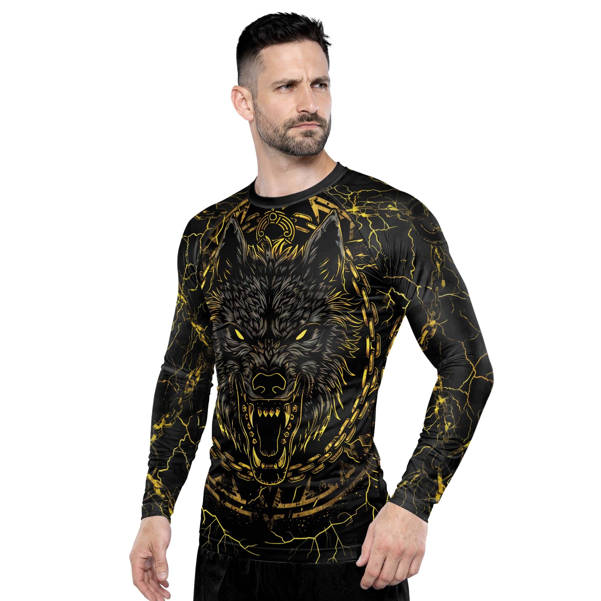 Rashninja Viking Fenrir Wol Men's Long Sleeve Rash Guard