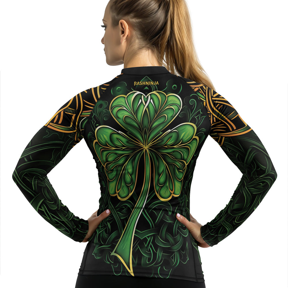 Rashninja Irish Celtic Clover Women's Long Sleeve Rash Guard – St. Patrick's Day Edition