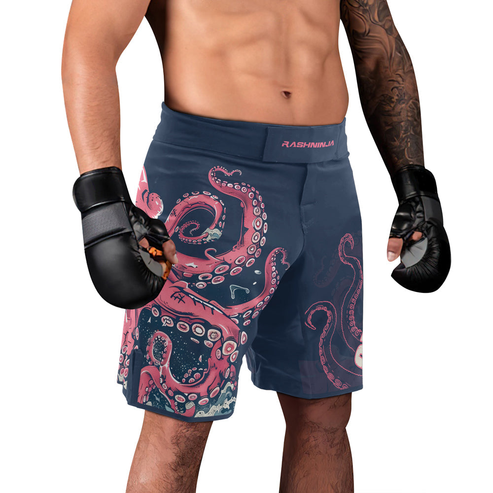 Rashninja Octopus Pink Kraken Men's Fight Shorts