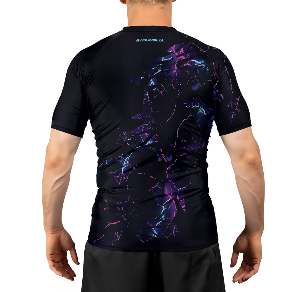 Rashninja Cyber Lightning Men's Short Sleeve Rash Guard