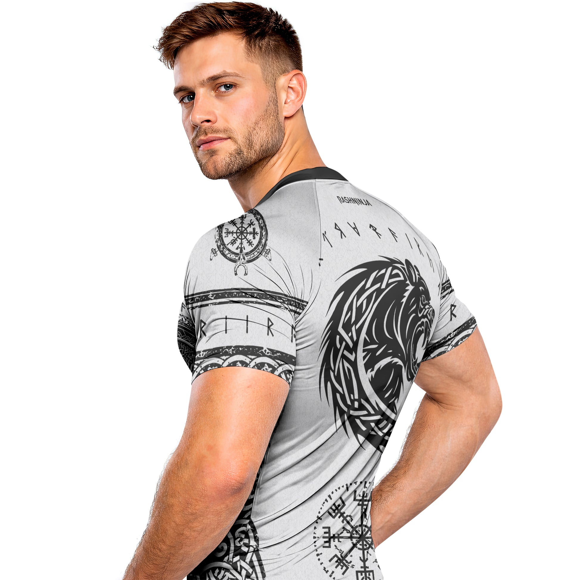 Rashninja Yggdrasil Bear Viking Men's Short Sleeve Rash Guard