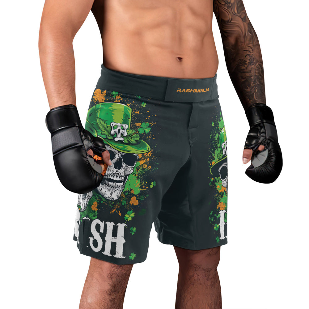Rashninja Irish Leprechaun Skull Men's Fight Shorts
