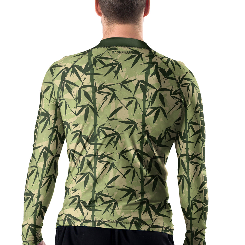 Bamboo Rash Guard Rashninja Camouflage Bamboo Leaf Blend Men's Long Sleeve Rash Guard
