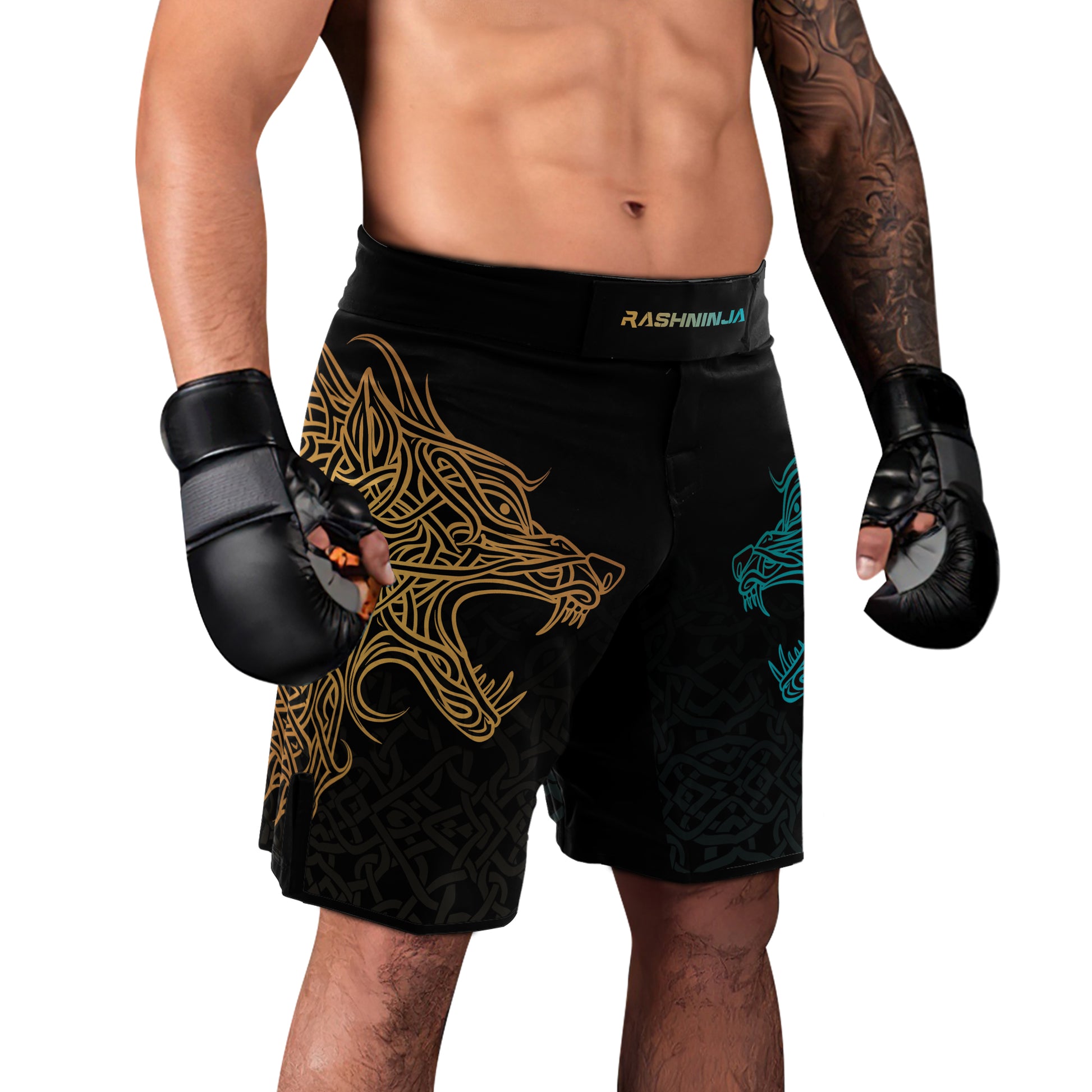 Rashninja Norse Viking Wolf Men's Fight Shorts