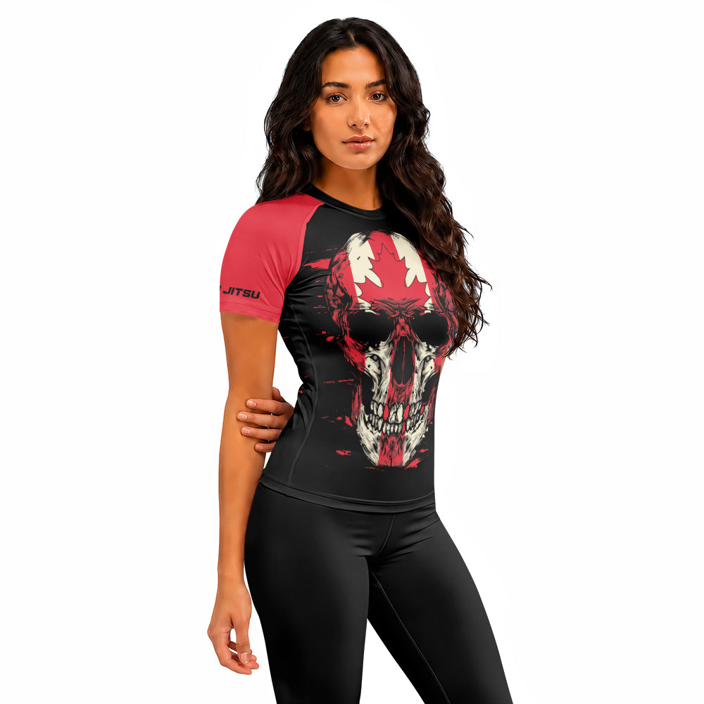 Rashninja Patriot Canada Flag Women's Short Sleeve Rash Guard