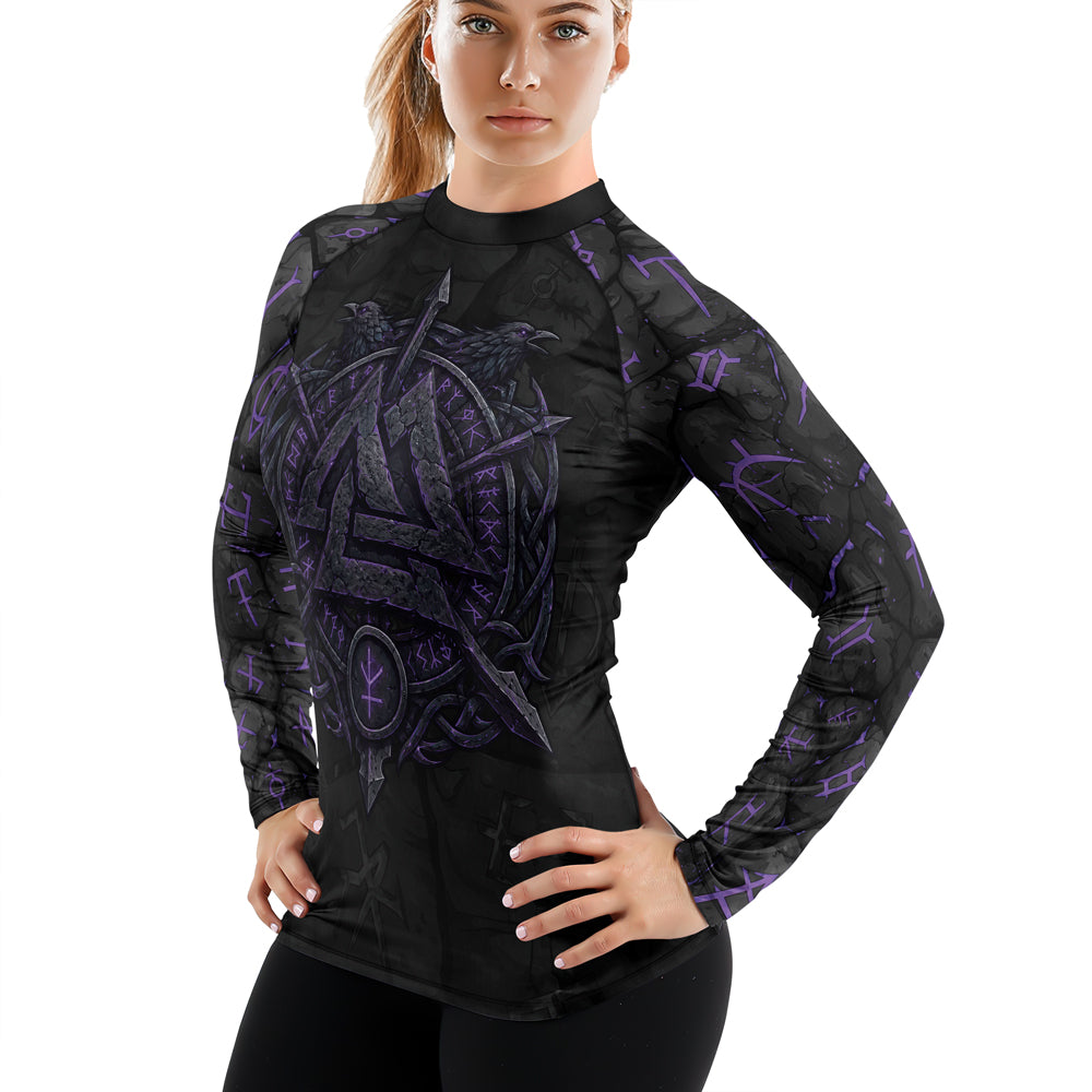 Rashninja Viking Raven Vegvisir Women's Long Sleeve Rash Guard