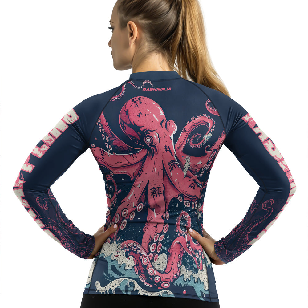 Rashninja Octopus Pink Kraken Women's Short Sleeve Rash Guard