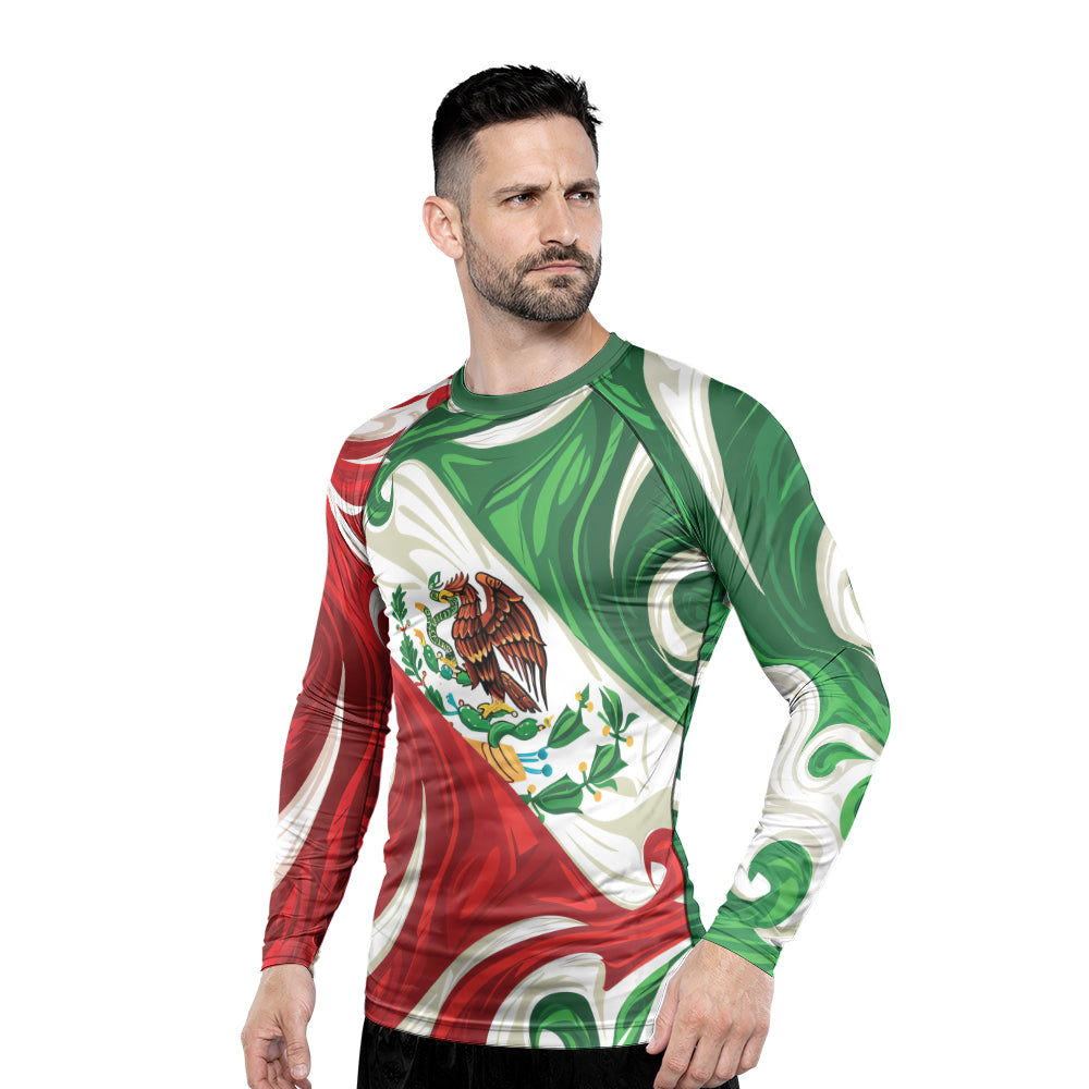 Rashninja Patriot Mexico Flag Men's Long Sleeve Rash Guard