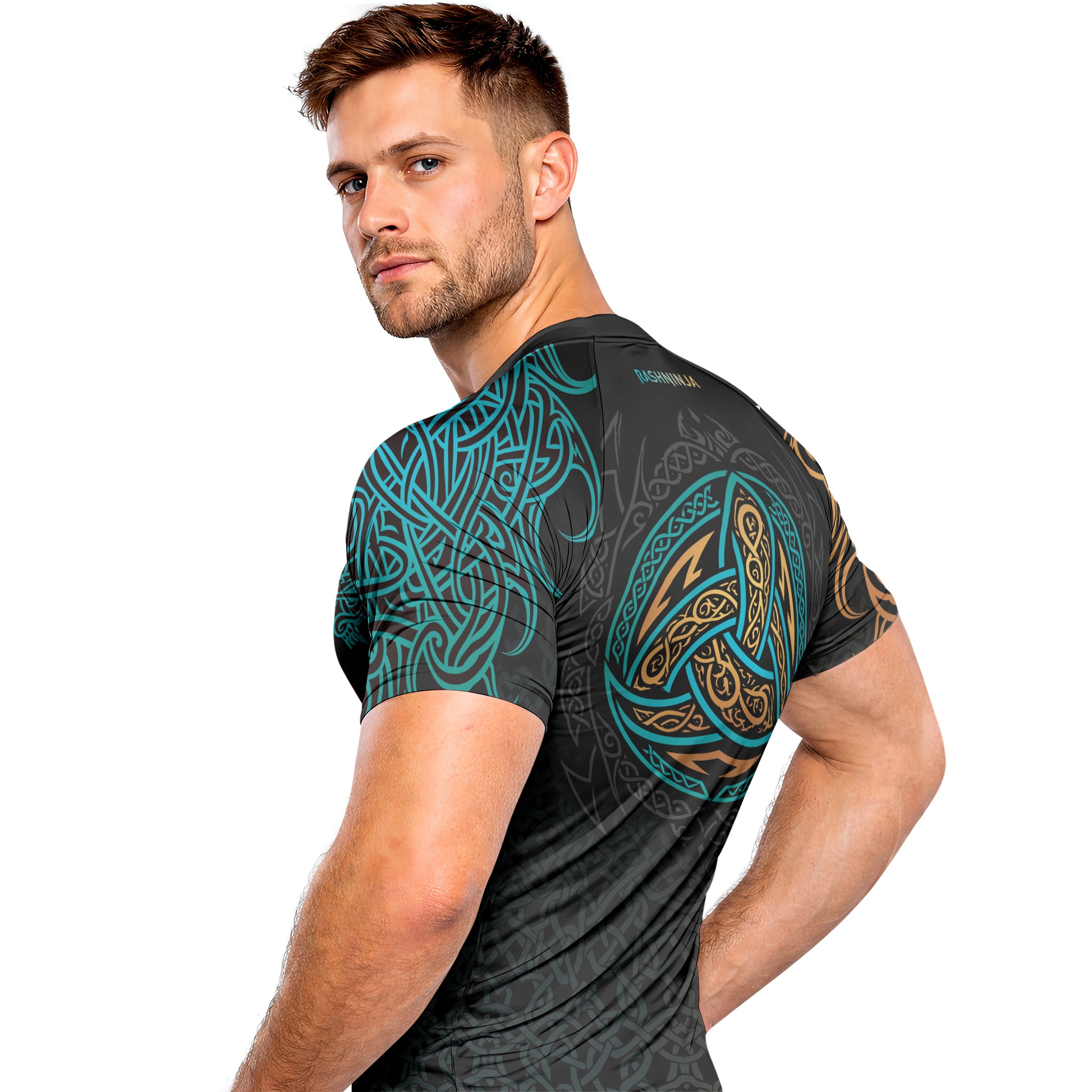 Rashninja Norse Viking Wolf Men's Short Sleeve Rash Guard
