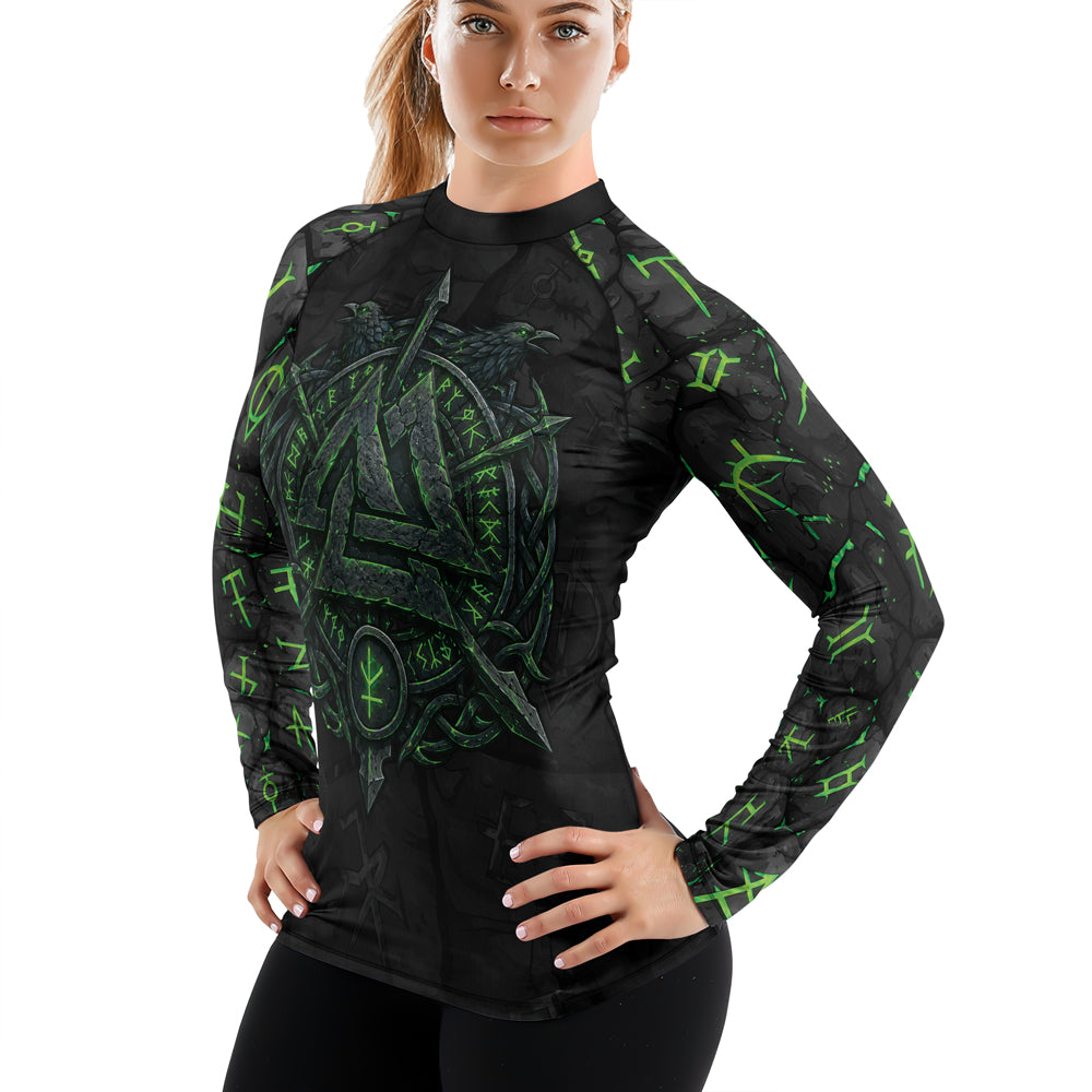 Rashninja Viking Raven Vegvisir Women's Long Sleeve Rash Guard