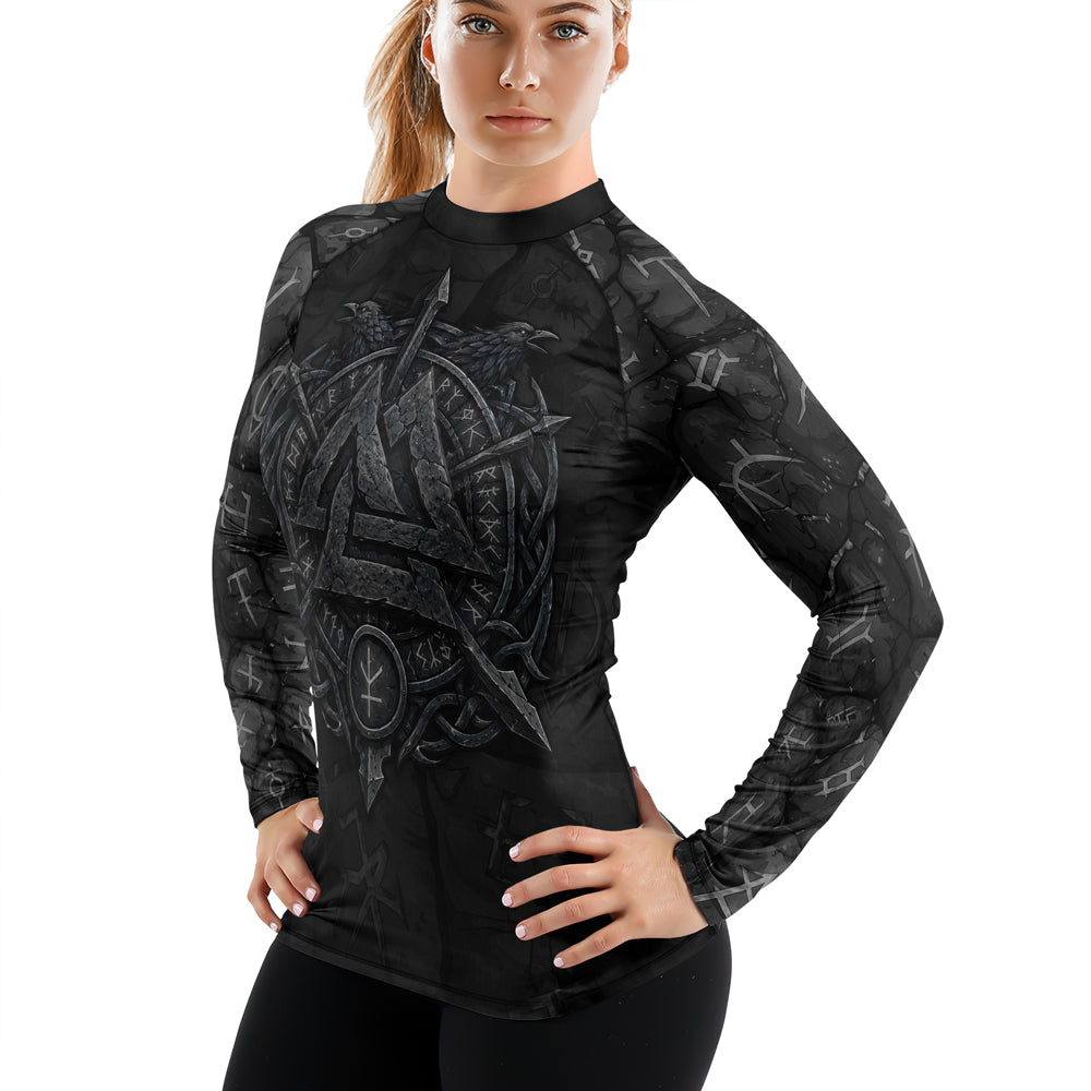 Rashninja Viking Raven Vegvisir Women's Long Sleeve Rash Guard