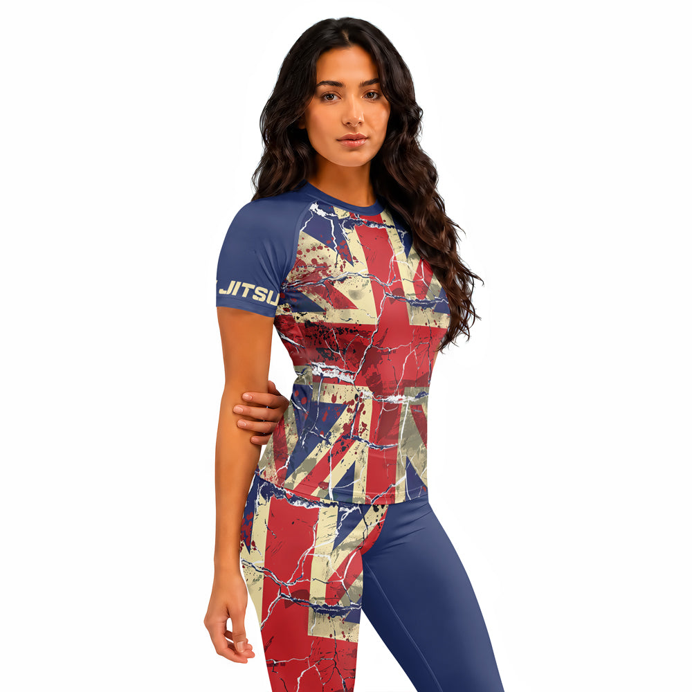 Rashninja Patriot United Kingdom Flag Women's Short Sleeve Rash Guard