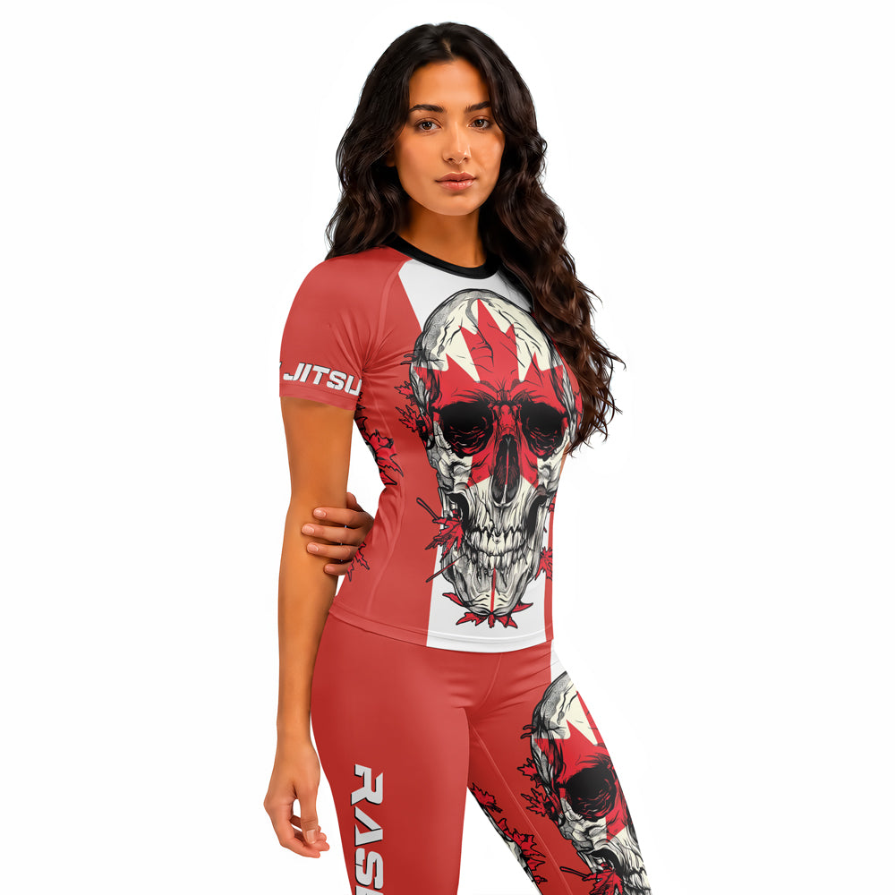 Rashninja Patriot Canada Flag Women's Short Sleeve Rash Guard