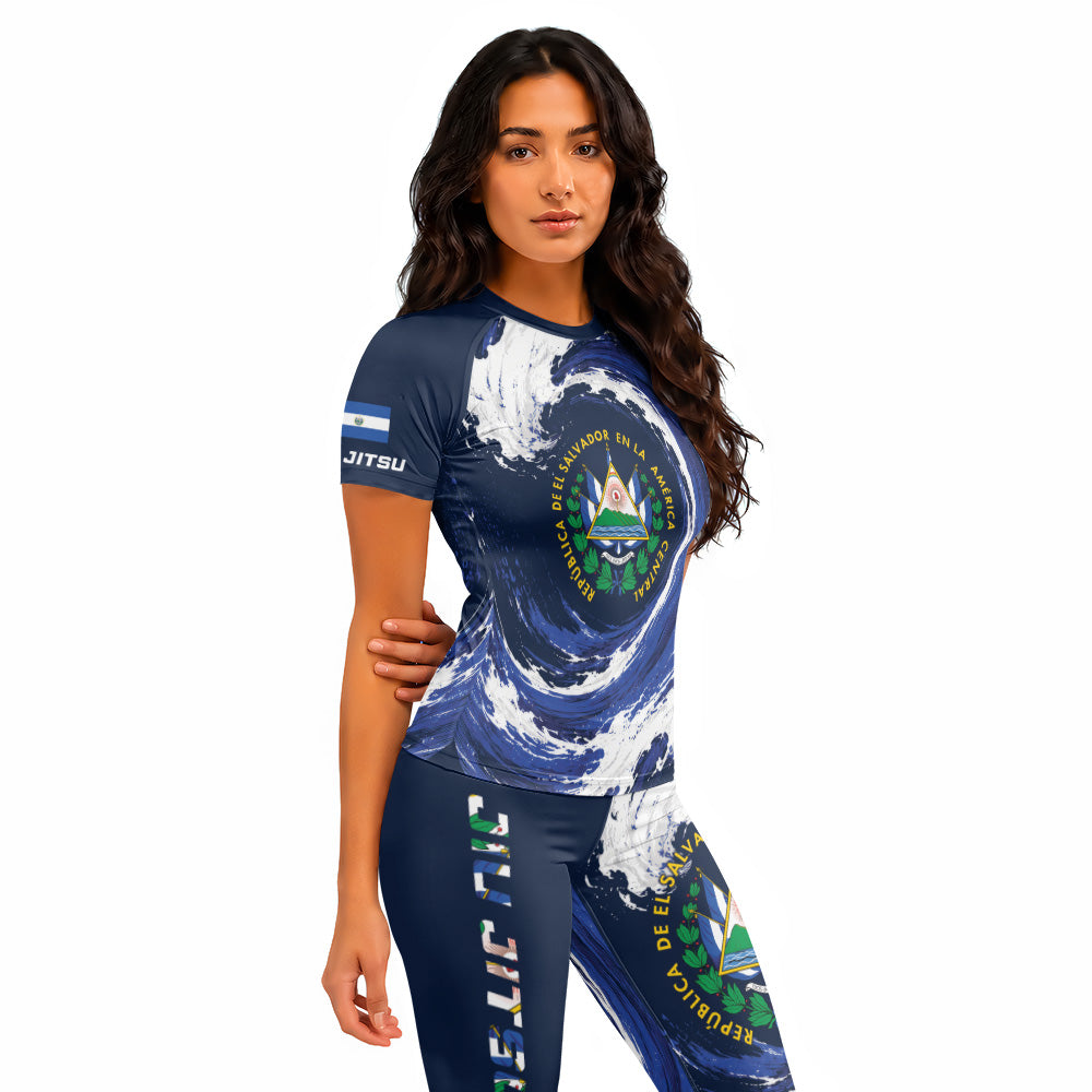 Rashninja Patriot El Salvador Flag Women's Short Sleeve Rash Guard