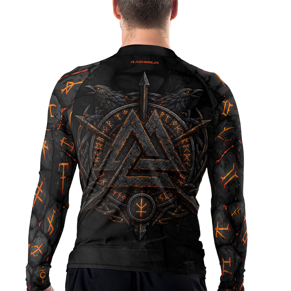 Rashninja Viking Raven Vegvisir Men's Long Sleeve Rash Guard