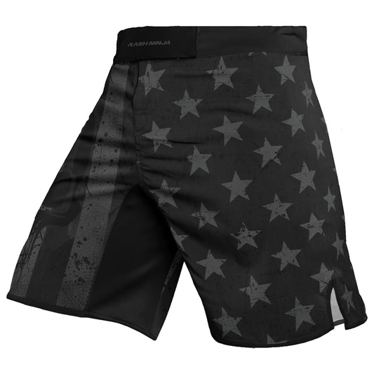 Rashninja Patriotic Skull Flag Men's Fight Shorts

