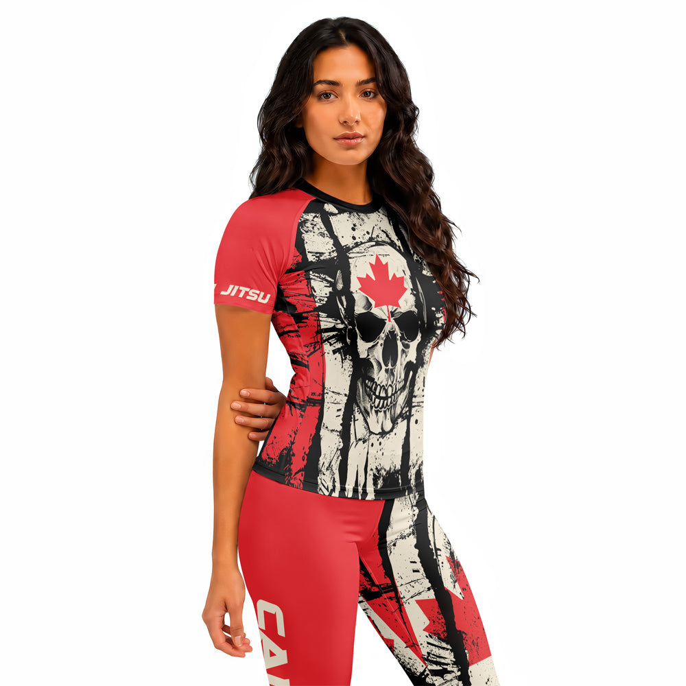 Rashninja Patriot Canada Flag Women's Short Sleeve Rash Guard