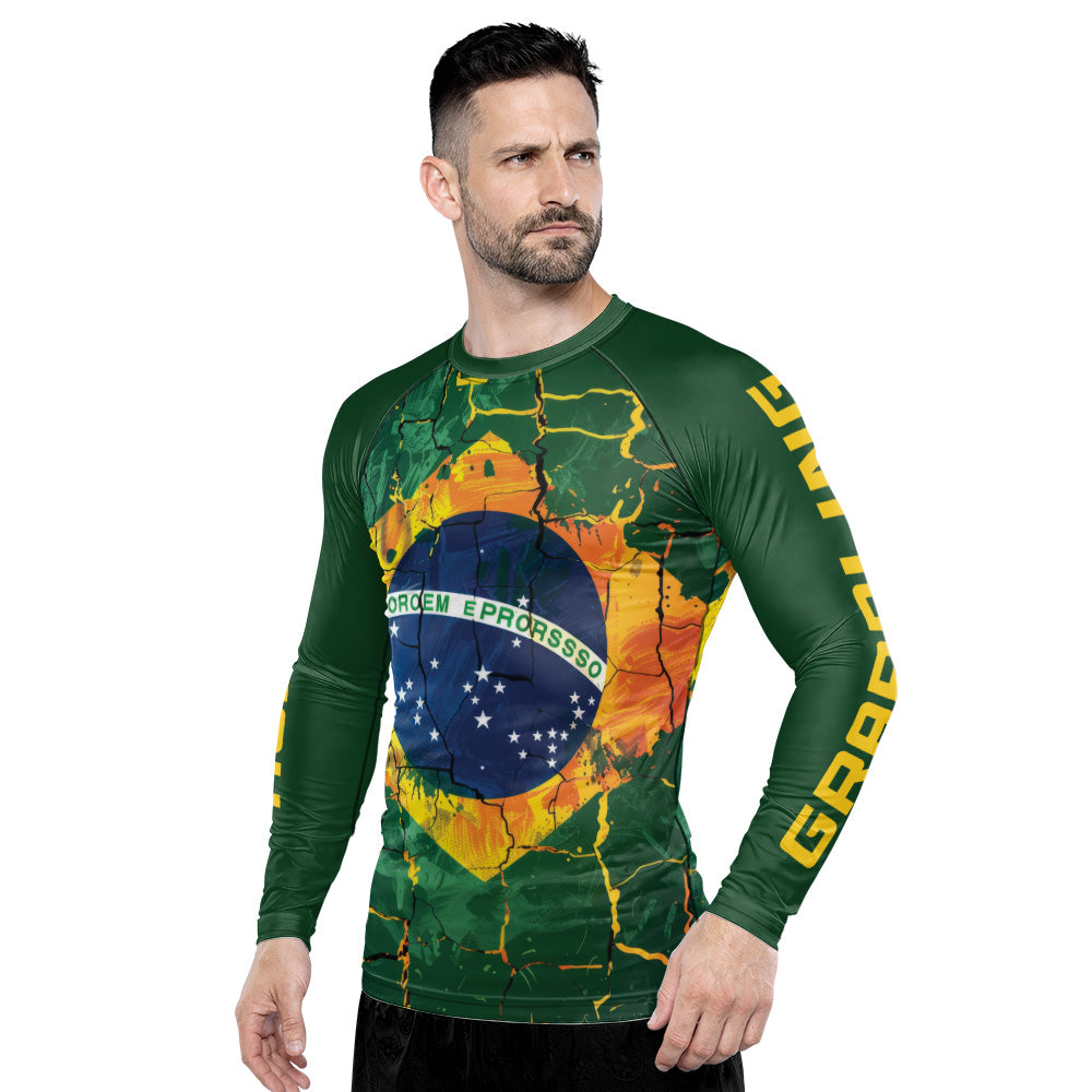 Rashninja Patriot Brazil Flag Men's Long Sleeve Rash Guard