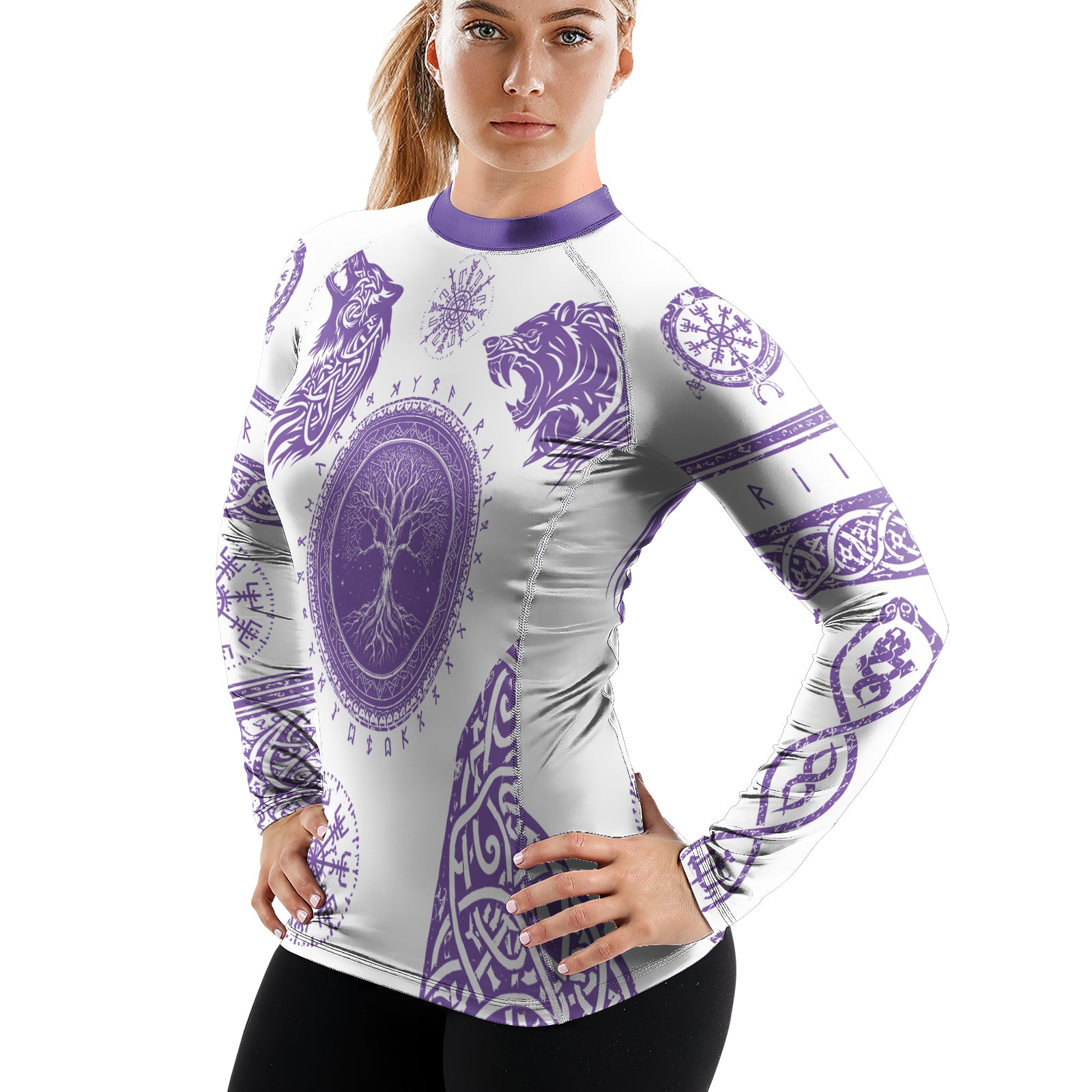 Rashninja Yggdrasil Bear Viking Women's Long Sleeve Rash Guard