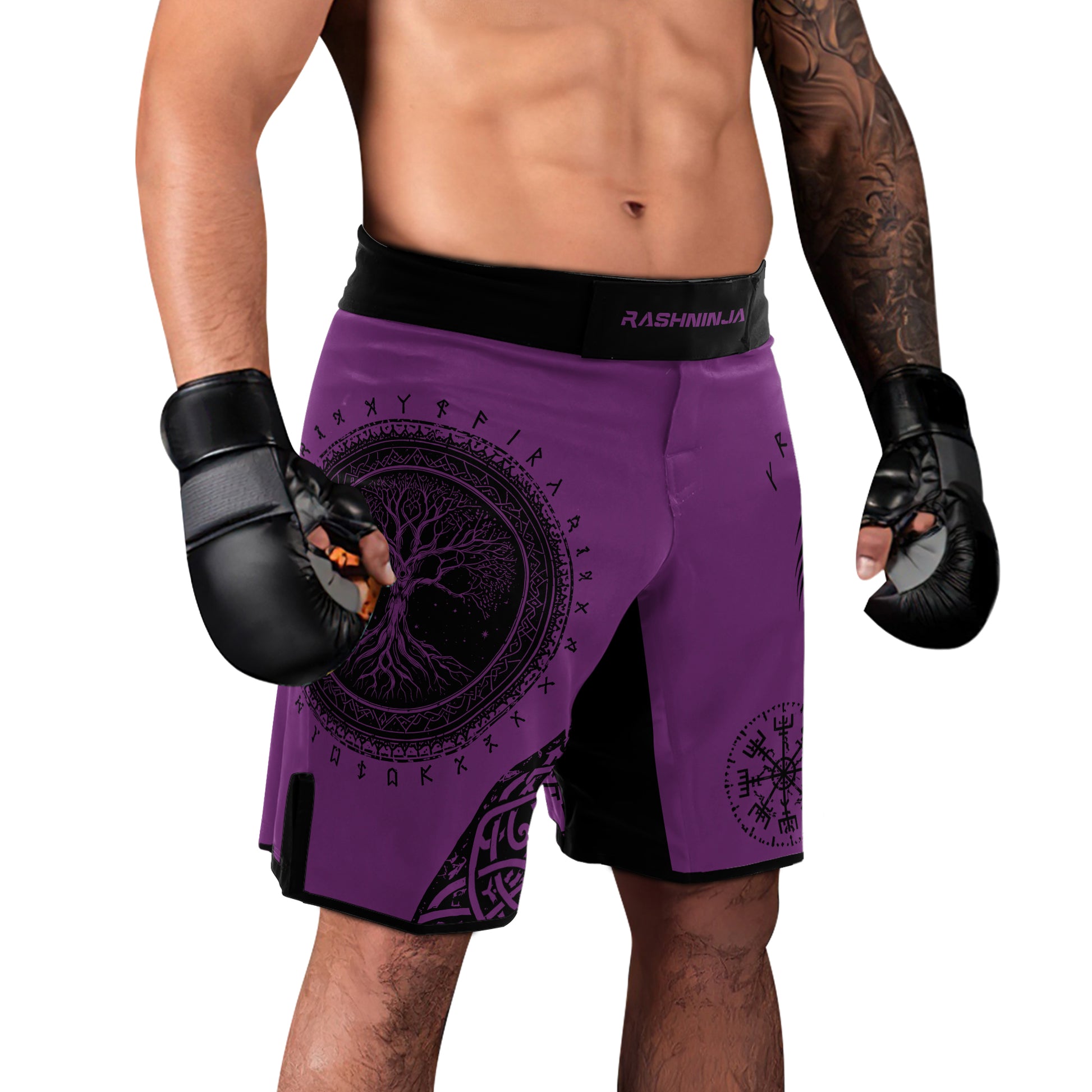Rashninja Yggdrasil Bear Viking Men's Fight Shorts