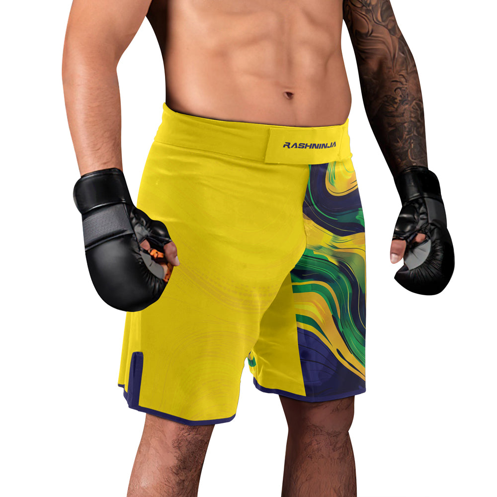 Rashninja Patriot Brazil Flag Men's Fight Shorts