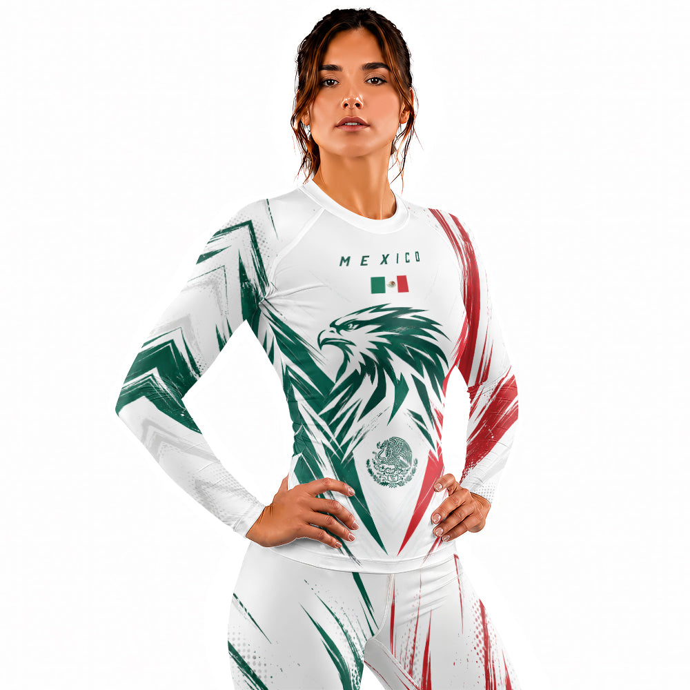 Rashninja Patriot Mexico Flag Women's Long Sleeve Rash Guard