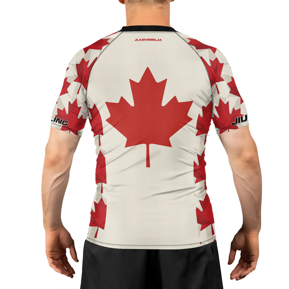 Rashninja Patriot Canada Flag Men's Short Sleeve Rash Guard