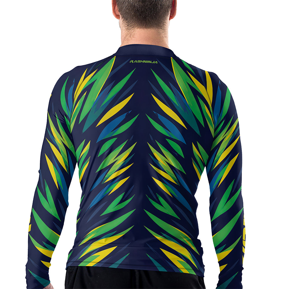 Rashninja Patriot Brazil Flag Men's Long Sleeve Rash Guard