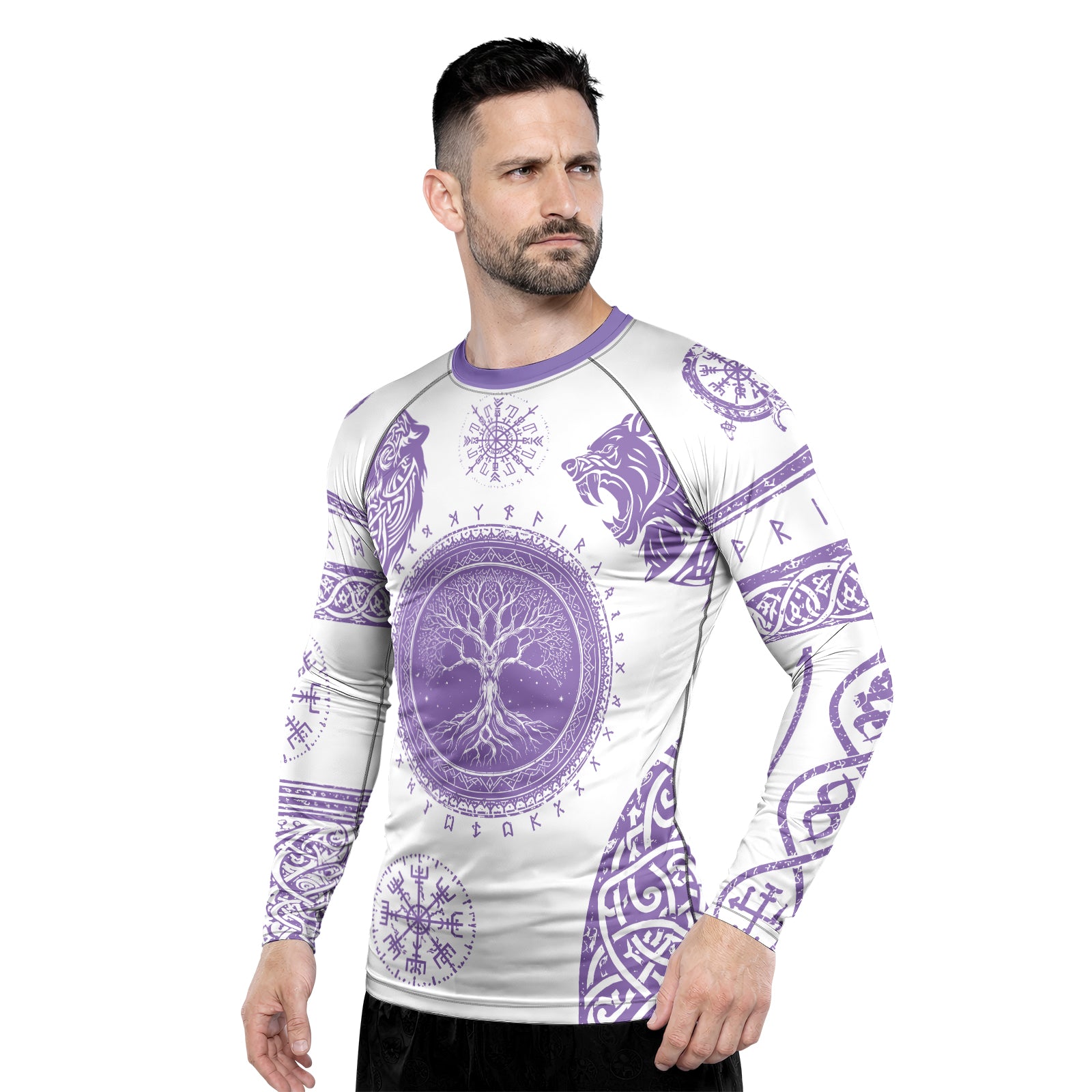Rashninja Yggdrasil Bear Viking Men's Long Sleeve Rash Guard