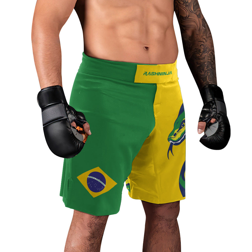 Rashninja Patriot Brazil Flag Men's Fight Shorts