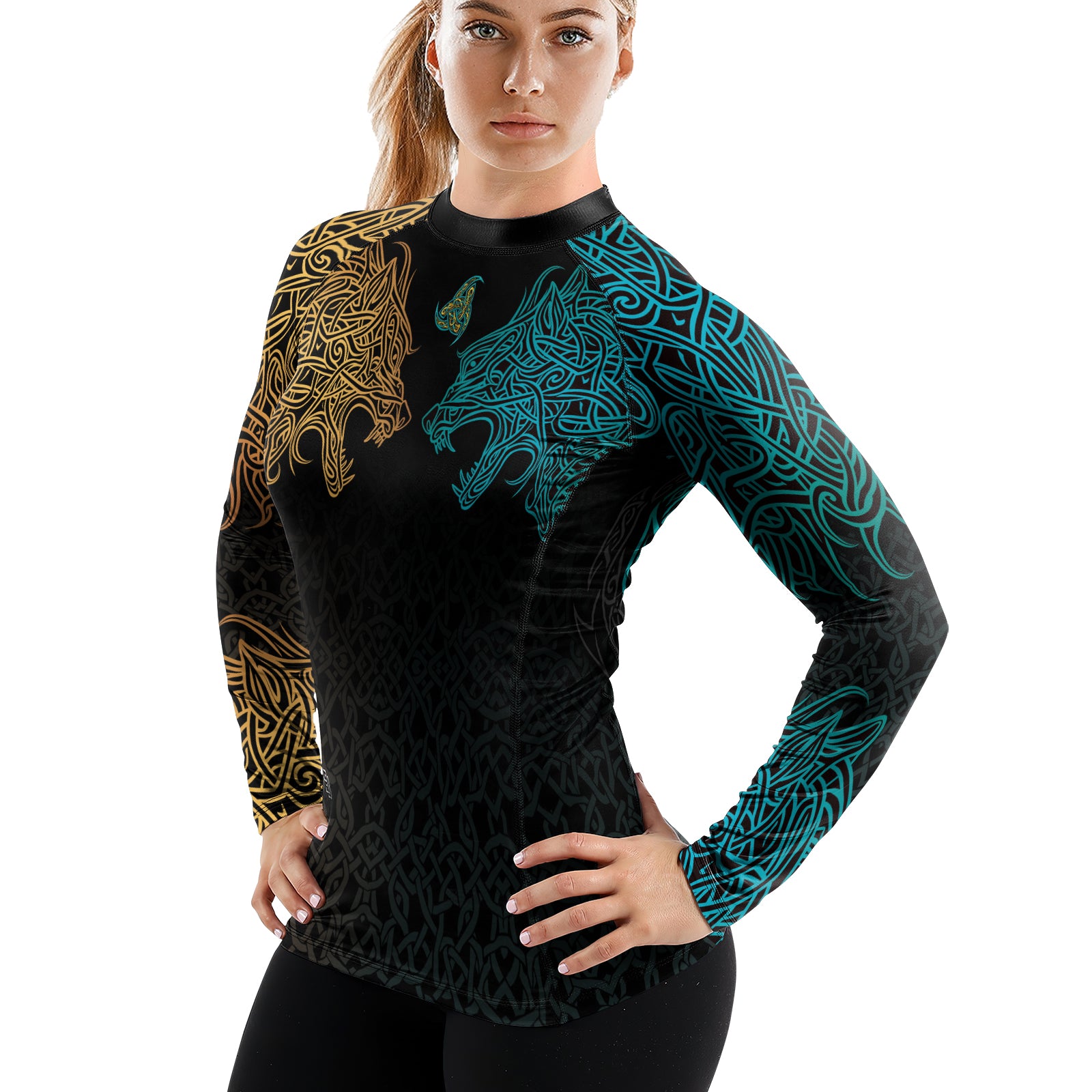 Rashninja Norse Viking Wolf Women's Long Sleeve Rash Guard