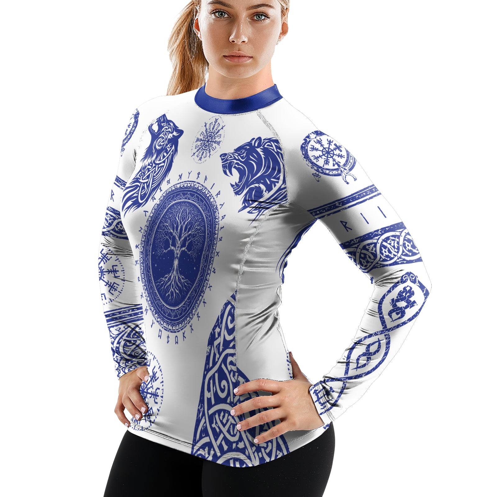 Rashninja Yggdrasil Bear Viking Women's Long Sleeve Rash Guard