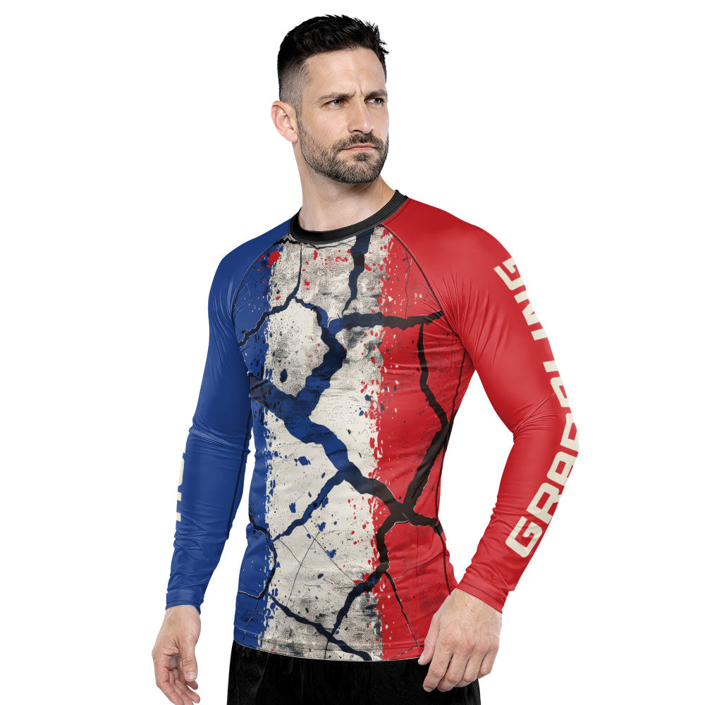 Rashninja Patriot France Flag Men's Long Sleeve Rash Guard