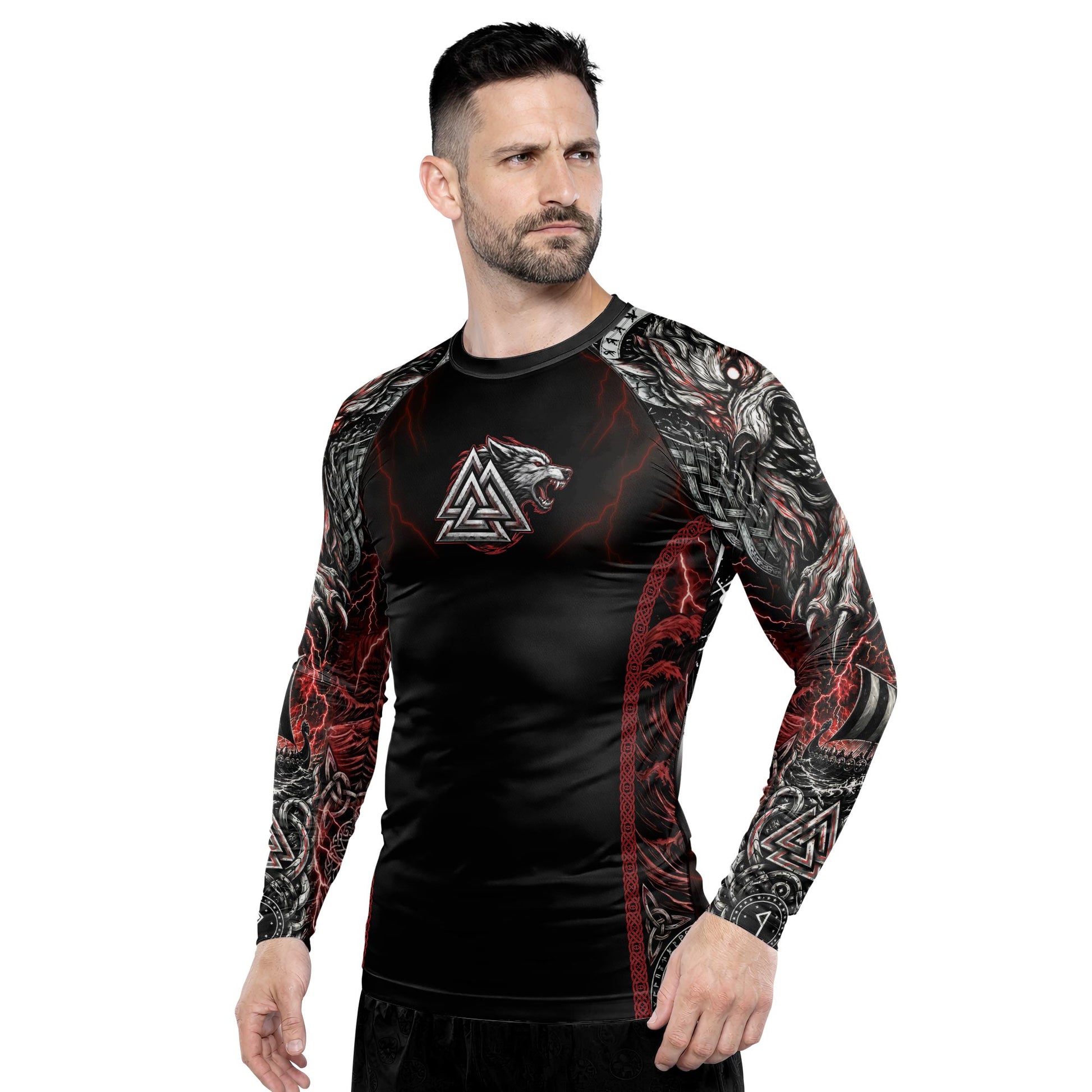 Rashninja Blood Fenrir Wolf Men's Long Sleeve Rash Guard