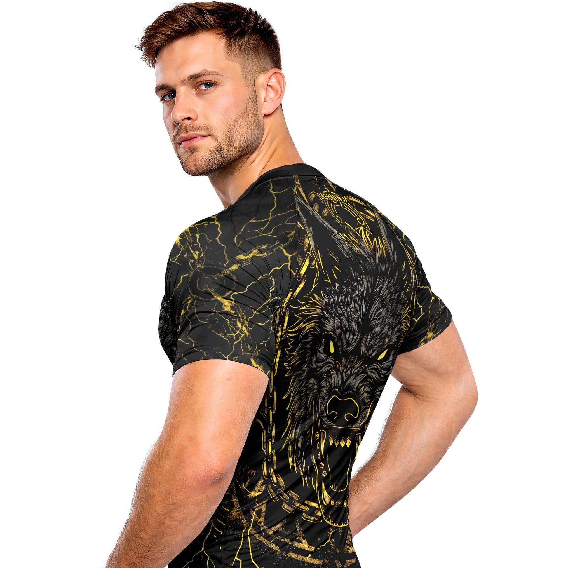 Rashninja Viking Fenrir Wol Men's Short Sleeve Rash Guard