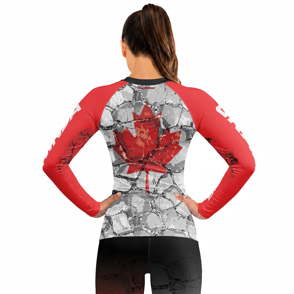 Rashninja Patriot Canada Flag Women's Long Sleeve Rash Guard