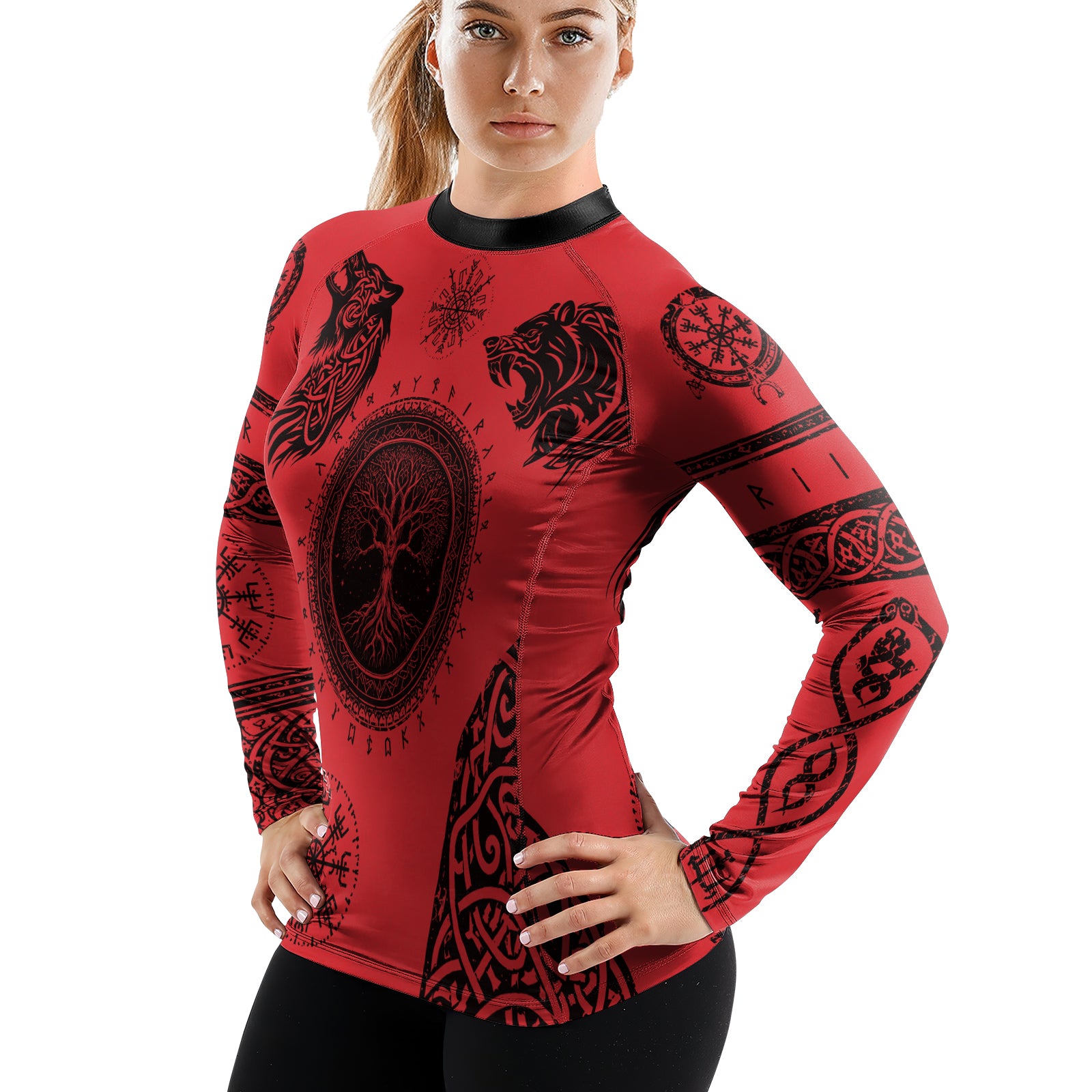 Rashninja Yggdrasil Bear Viking Women's Long Sleeve Rash Guard