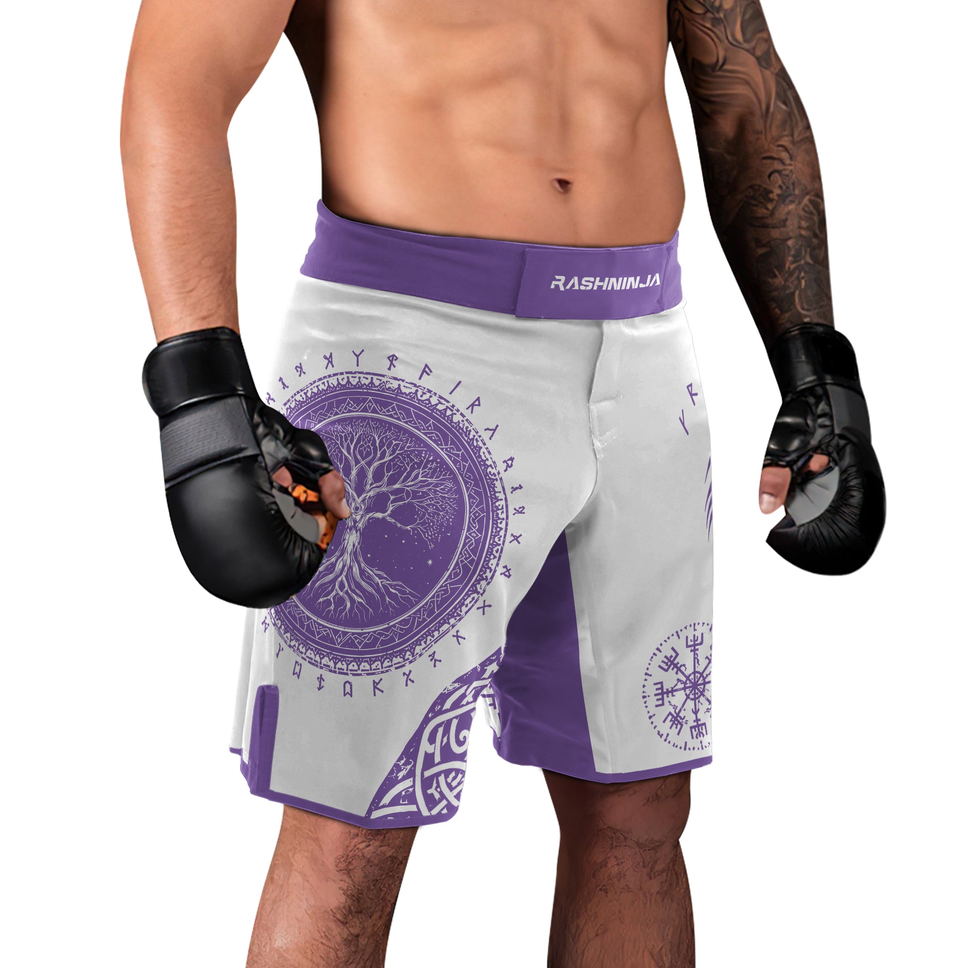 Rashninja Yggdrasil Bear Viking Men's Fight Shorts