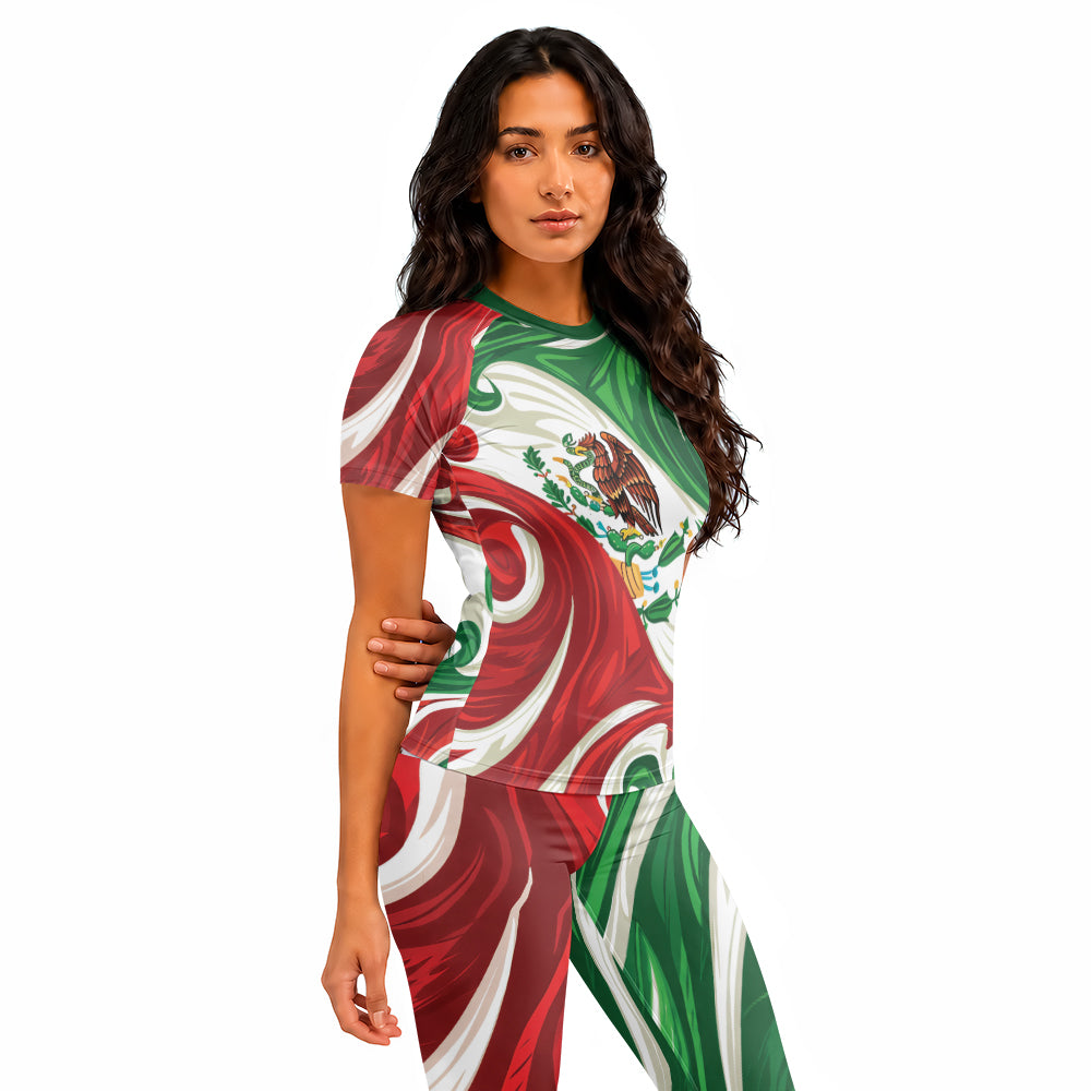 Rashninja Patriot Mexico Flag Women's Short Sleeve Rash Guard